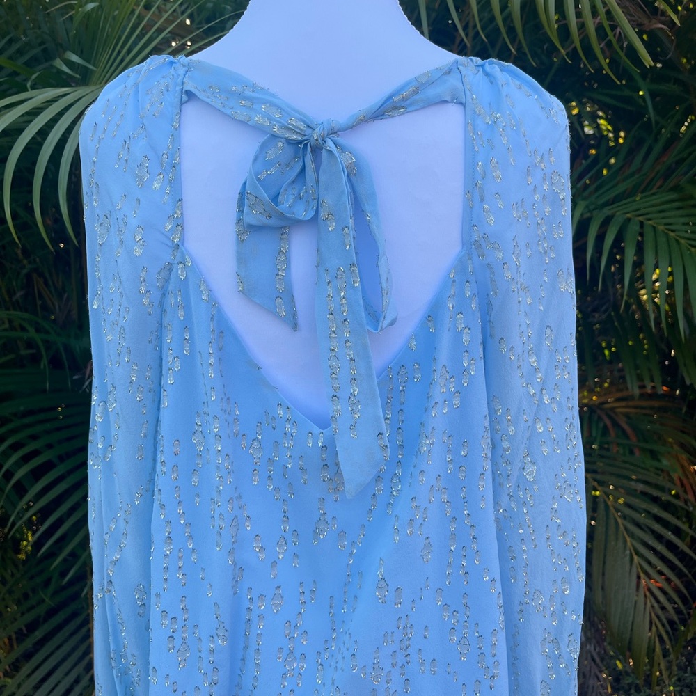 Lilly Pulitzer Light Blue top Noraleen Silk Fish Clip Chiffon (NWT) - Picture 3 of 6